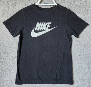 The Nike Tee Black Swoosh Logo Graphic T Shirt Youth Size Small 100% Cotton - Picture 1 of 10