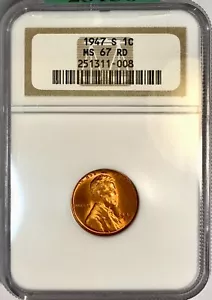 1947-S Lincoln Wheat Cent NGC MS67 Rich Lustrous Copper Red PCGS List $275.00 - Picture 1 of 4