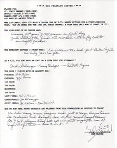 Ned Garver Autographed Hand Filled Out Survey Page (JSA) - Picture 1 of 2
