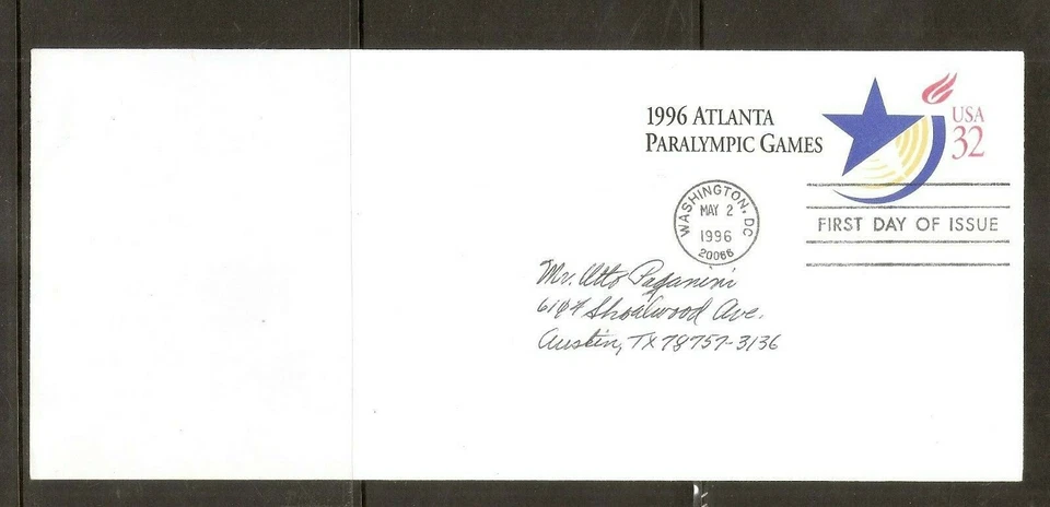 US SC # U641 1996 Atlanta Paralympic Games FDC. No Cachet - Image 1 of 1