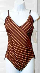 Carmen Marc Valvo Brown One-Piece Suit Size 10 $121 NWT - Picture 1 of 2