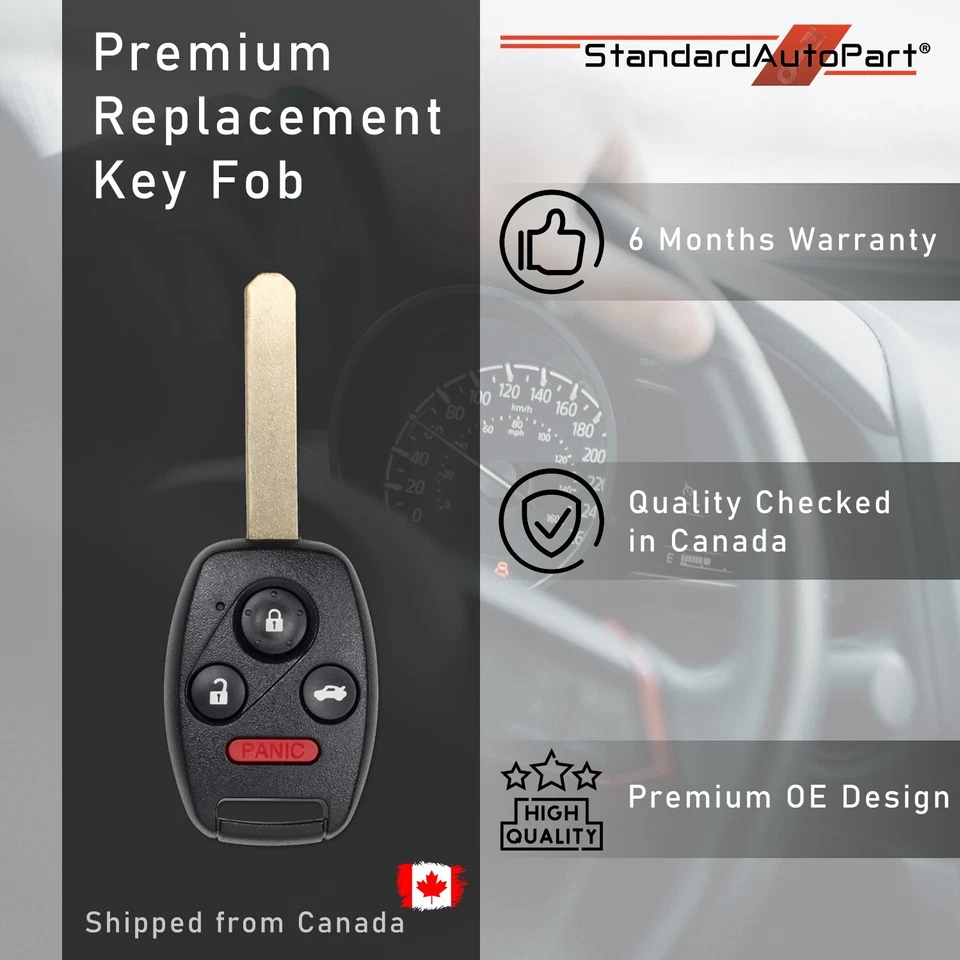Remote Head Key 4 Button for Honda Accord (2008-12) Pilot (2009-15) KR55WK49308 - Image 1 of 4