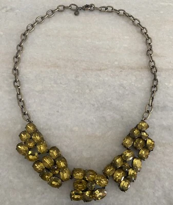 "Precioso collar llamativo de diamantes de imitación amarillos facetados J Crew 23,75""" Foto 1 de 4