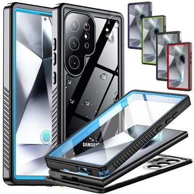 0ZSJ908 For Galaxy S23 S25 Ultra S24+Plus Waterproof Case Shockproof w/ Screen Protector