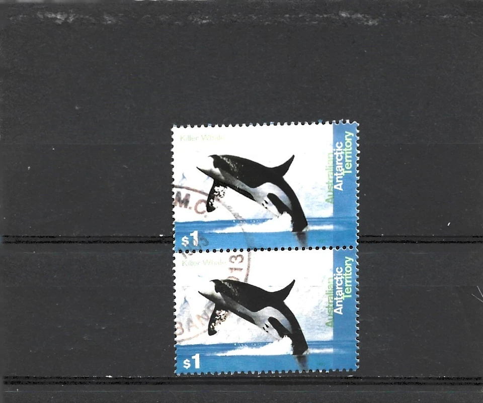 Pareja de ballenas y delfines AAT 1995 $1 en muy buen estado Foto 1 de 1