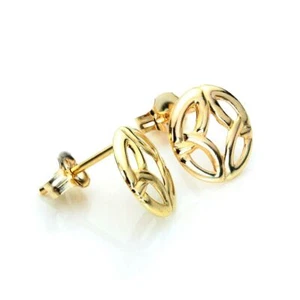 9ct Yellow Gold Round Celtic Design Stud Earrings / Studs - Picture 1 of 2