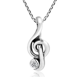 Collar Colgante de Plata Esterlina de Circonio de Circonio Cúbico con Nota Musical - Imagen 1 de 7