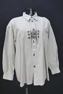 Camisa tradicional Landhaus C&A camisa de lino pesado beige volantes y ribete talla L 41 - Imagen 1 de 4