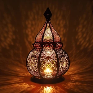 Lanterna Portacandela Marocchina 36Cm – Lampada Orientale Vintage per Interno Ed - Foto 1 di 12