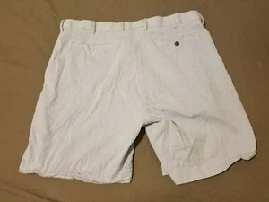 Mens Louis Raphael Khaki Shorts 42 Blue Stripes Cotton Chino - Picture 1 of 7