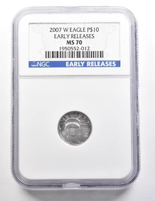 2007-W $10 American Platinum Eagle Early Releases 1/10 Oz 0.1 Oz MS70 NGC *3728 - Image 1 of 3