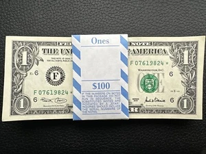 SERIES 2001 ST✯R $1 Dollar Bill -  SERIAL NUMBER "F 0761 98XX ✯” L✯✯K - UNC-GEM - Picture 1 of 13