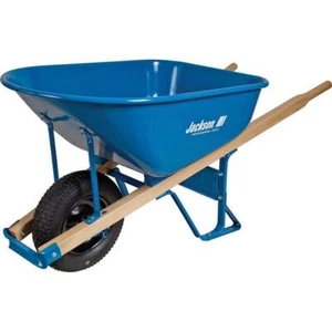 Jackson Wheelbarrow 6 cu. ft. Heavy Gauge Flat-Free Tires Blue w/ Rubber Wheel - Picture 1 of 8