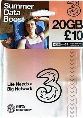 5G Ready Brand New Three 3 Multi Sim Card Pay as You Go