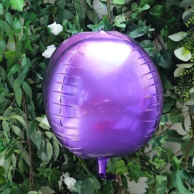 2 PURPLE 14" wide 4D Orbz Round Mylar Foil Balloons Wedding Party Event Supplies - Image 1 of 4
