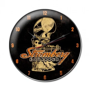 Reloj de pared STROMBERG BLOWER grande Classic Racing metal escudo V8 reloj EE. UU. Muscle Car - Imagen 1 de 1