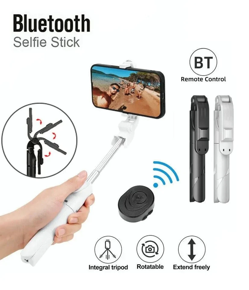 PHONE Selfie Stick Bluetooth Remote Monopod Phone Tripod For iPhone Samsung iOS - Image 1 of 4