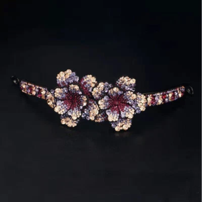 Pinzas de garras de diamantes de imitación para mujer pasadores de flores abrazaderas de cola de caballo pinza para el cabello de novia⇓ Foto 1 de 4