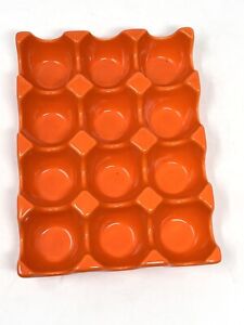 Rachel Ray Sittin Pretty  Ceramic 12 Egg Crate Holder Platter Tray Orange