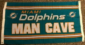 MIAMI DOLPHINS MAN CAVE 3x5ft flag new superior quality NFL Lic us seller - Picture 1 of 4