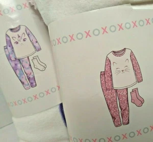Girls 3 Piece Fleece Pajamas sets Size 7/8  Choice Cat or Unicorn  New - Picture 1 of 6