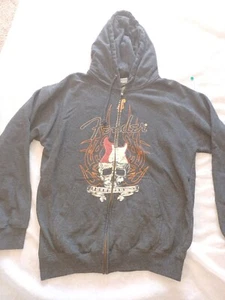 Fender Guitar The Rock & Roll Lifestyle Grey HOODED JACKET Mens Size M - Picture 1 of 6