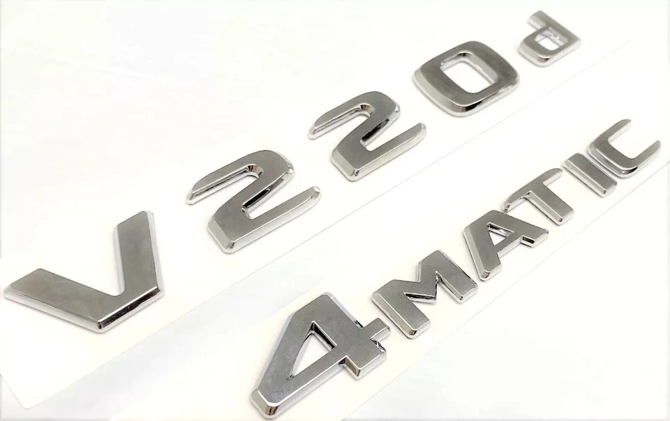 AUTOMATICITY66 CHROME V220d + 4MATIC REPLACEMENT FOR MERCEDES REAR TRUNK EMBLEM BADGE DECAL#