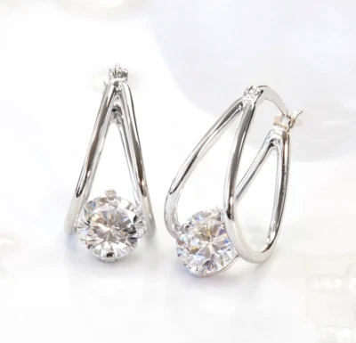 2.50 Ct Treated Certified Amazing Off White Diamond Dangler Earrings, 925 Silver - Image 1 of 4