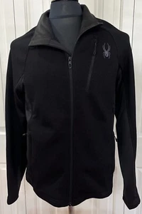 Men’s Spyder Fleece Full Zip Black Waffle Sz Small 2 Zip Pockets NWT - Picture 1 of 5