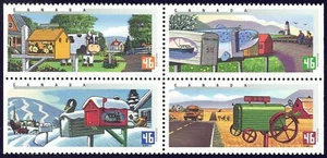 Canada sc#1852a Rural Mailboxes, Bottom Block of 4 from Booklet Bk226, Mint-NH - Bild 1 von 2
