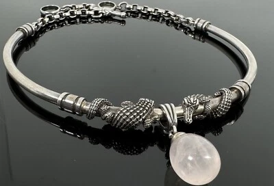 Gargantilla Barry Kieselstein Cordón Cuarzo Rosa Collar Caimanes Plata de Ley Foto 1 de 4