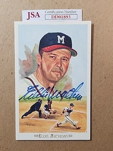 Eddie Mathews Autographed Signed Perez Steele Celebration Postcard JSA Authentic - Picture 1 of 5