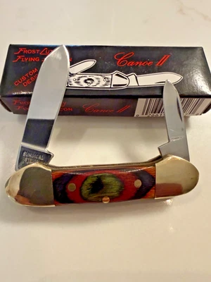 Vintage Frost Cutlery Flying Falcon Canoe II Pocket Knife-Laminated Wood Handles - Image 1 of 4
