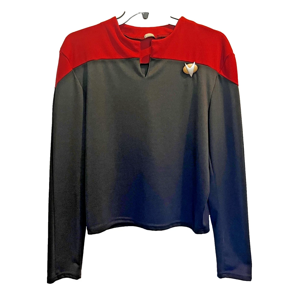 Camisa Uniforme Star Trek TNG Hombre S/M Rojo Negro Manga Larga Foto 1 de 3