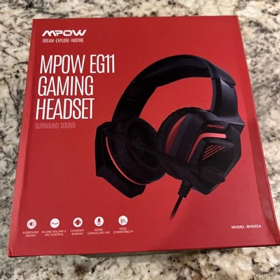 MPOW EG11 Surround Sound Gaming Headset, BH502A, Black/Red - Image 1 of 3