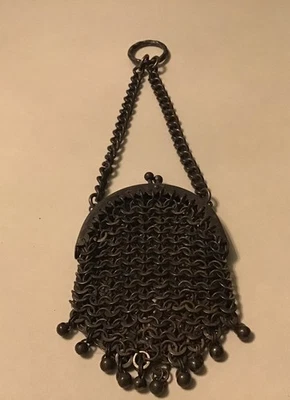 Cartera antigua Art Nouveau Chatelaine cadena correo malla Foto 1 de 4