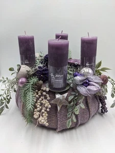 Adventskranz Kugel Stern Herz lila - Bild 1 von 6
