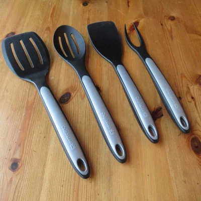 Lot of 4 Calphalon Nylon Utensils Spoon Fork Slot Spatula Mixer Silicone Short - Image 1 of 4