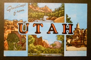 Greetings From Utah Chrome 4 Scenes Unused Postcard Ogden News - Picture 1 of 2