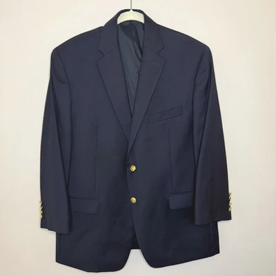 Men's Lauren Ralph Lauren Navy Blue Blazer 100% Wool Two Buttons Coat SZ 42S - Image 1 of 4