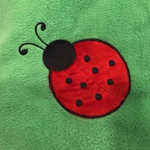 Embroidered Fleece Fabric With Embroidered Lady Bugs / 8FT X 5FT  - Picture 1 of 3