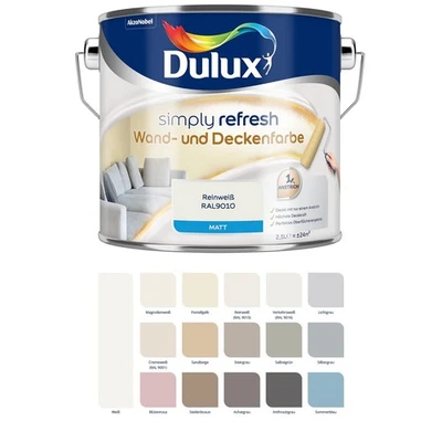 Dulux Simply Refresh Wandfarbe und Deckenfarbe 2,5L Farbwahl Farbe BEULE - Bild 1 von 4