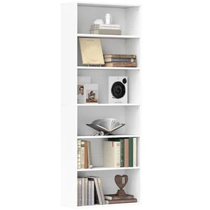HOMCOM 6 Tier Bookshelf, Freestanding Bookcase with Adjustable Shelves, White - Picture 1 of 11