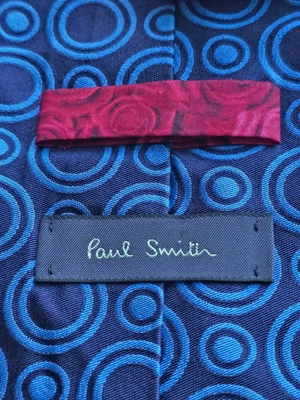 Corbata de vestir PAUL SMITH Made Italy para hombre azul marino diseños seda Foto 1 de 4