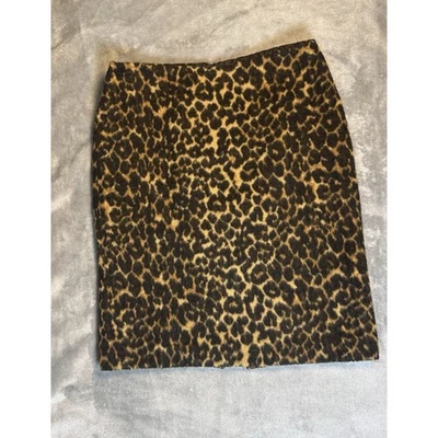 Talbots Petites 4P Шерстяная Смесь Юбка-карандаш Леопард Животный Принт С Подкладкой Карьера - Изображение 1 из 4