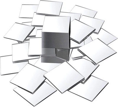 50 Pieces Mini Size Square Mirror Adhesive Small Square Mirror Craft Mirror Til - Image 1 of 4