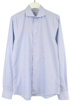 SUITSUPPLY Try On Extra Slim Fit Formal Shirt Men's 42-7/16 1/2L Blue Pinstripe - Image 1 of 4