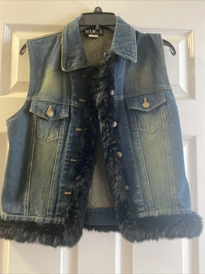 Mixit Women’s Denim Vest Collared Sleeveless Pockets Button Vintage  Size S - Image 1 of 2