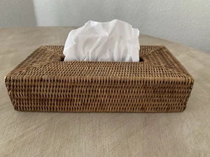 NEU Geflecht Korb Rattan Lang Tissue Box Abdeckung Halter Natur - Bild 1 von 6