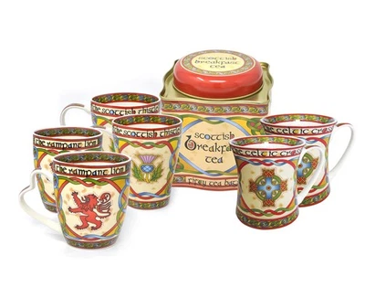 Juego Escocés de 2 Tazas de Cardo y 2 Tazas de León Rampante y 2 Cruz Celta China Mu... Foto 1 de 4